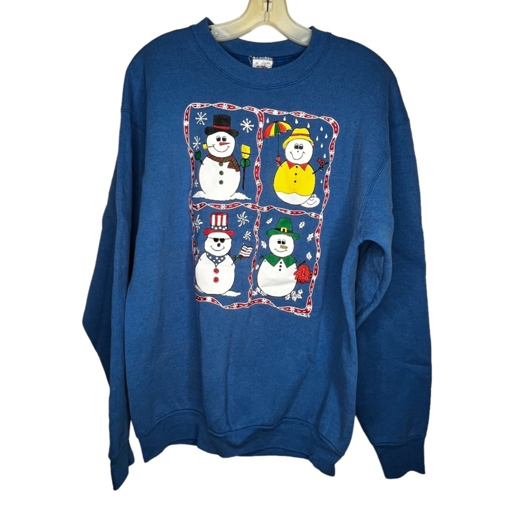 Vintage‎ Fruit of the Loom Christmas Snowman Sweatshirt